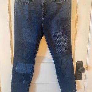 Denim jeans size 10p dark blue one with patches